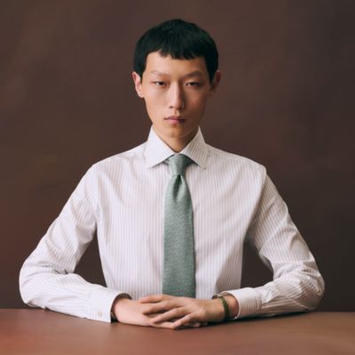 シルクツイルタイ - グレー - メンズ シルクネクタイ、ボウタイ